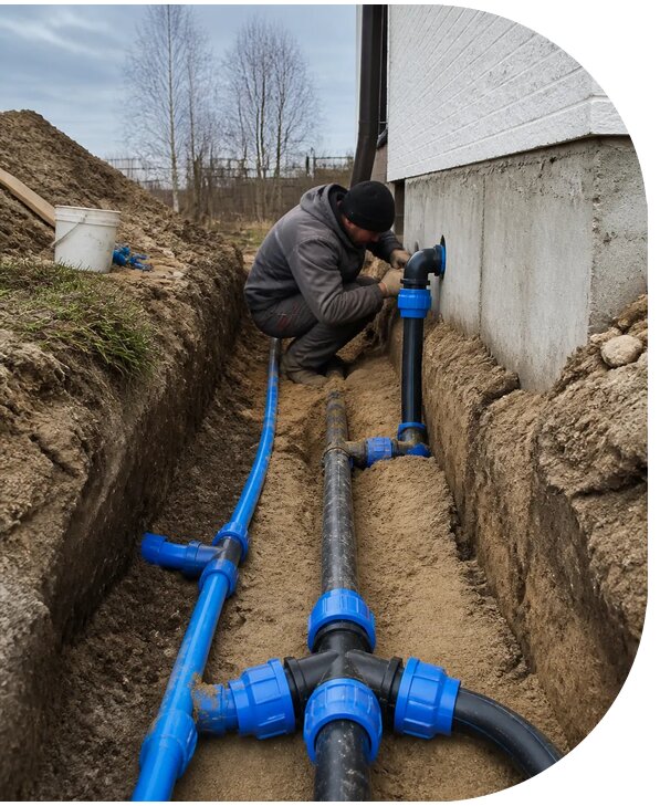Монтаж наружного водопровода на участке под ключ в Узловой
